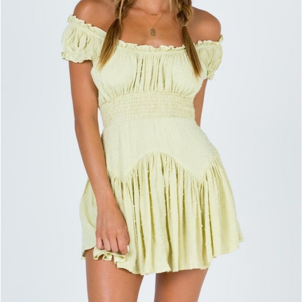 Princess Polly Lime Green Anastasiya Mini Dress Dainty Fairy Boho Festival Cute